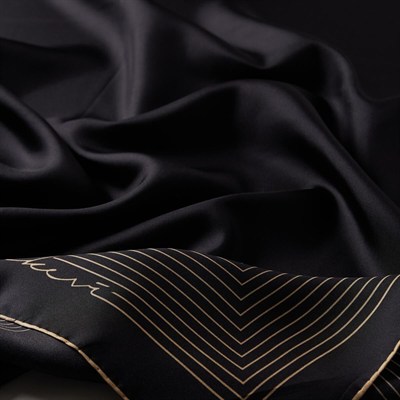 İpekevi Twill İpek Eşarp - Prive - Siyah Gold