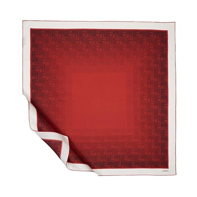 İpekevi Twill İpek Eşarp - Qufi Pattern - Osmanlı Kırmızısı