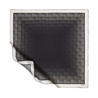 İpekevi Twill İpek Eşarp - Qufi Pattern - Siyah Beyaz