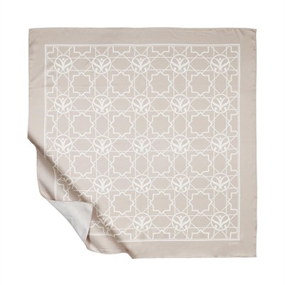 İpekevi Twill İpek Eşarp - Seljuk Monogram - Açık Taş