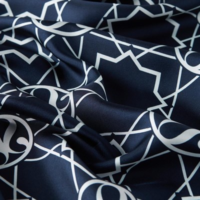 İpekevi Twill İpek Eşarp - Seljuk Monogram - Lacivert