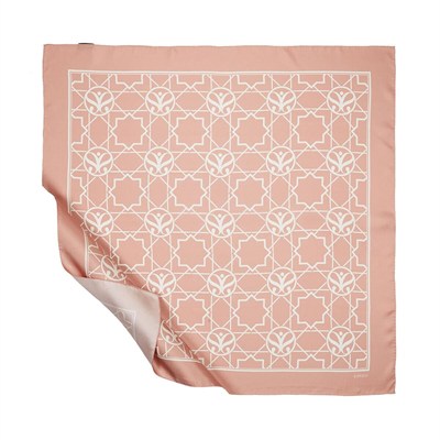 İpekevi Twill İpek Eşarp - Seljuk Monogram - Somon Beyaz