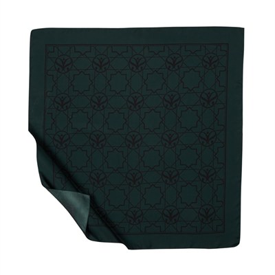 İpekevi Twill İpek Eşarp - Seljuk Monogram - Çam Yeşili