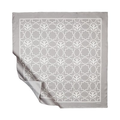 İpekevi Twill İpek Eşarp - Seljuk Monogram - Gri