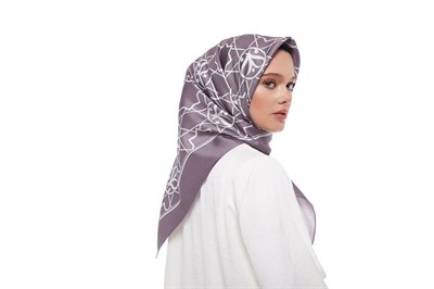 İpekevi Twill İpek Eşarp - Seljuk Monogram - İncir Moru