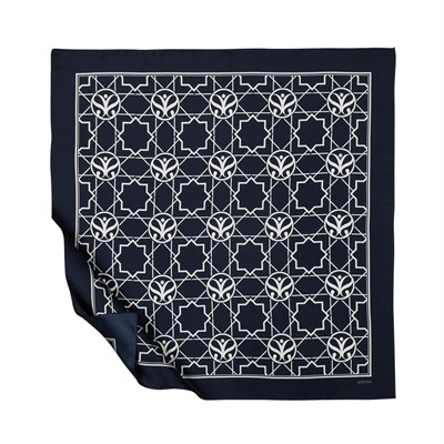 İpekevi Twill İpek Eşarp - Seljuk Monogram - Lacivert