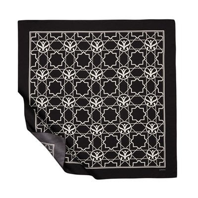 İpekevi Twill İpek Eşarp - Seljuk Monogram - Siyah Beyaz