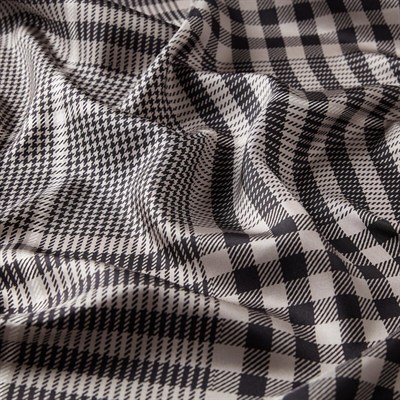 İpekevi Twill İpek Eşarp - Shepherd Ekose - Gümüş