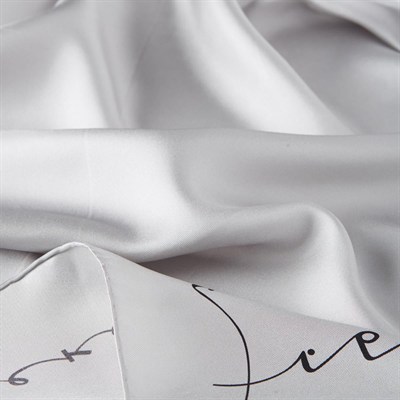 İpekevi Twill İpek Eşarp - Signature - Gümüş Siyah