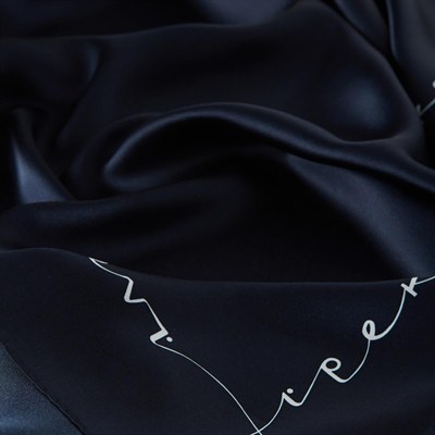 İpekevi Twill İpek Eşarp - Signature - Lacivert Beyaz