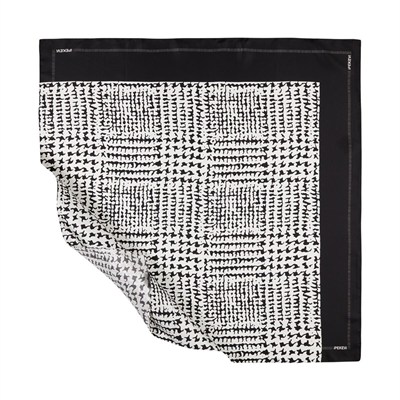İpekevi Twill İpek Eşarp - Tweed Ekose - Siyah Beyaz