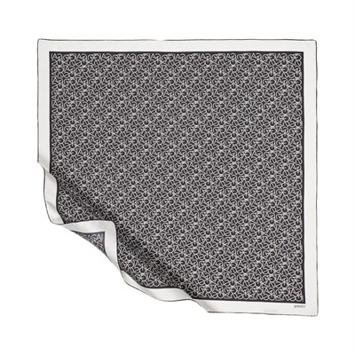 İpekevi Twill İpek Eşarp - Typo Monogram - Siyah Beyaz