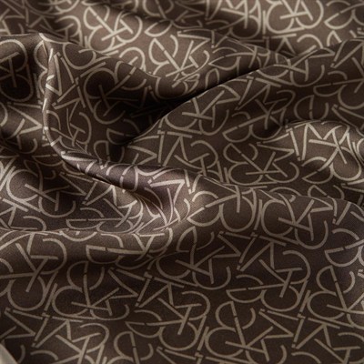 İpekevi Twill İpek Eşarp - Typo Monogram - Kahverengi