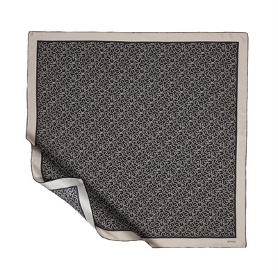 İpekevi Twill İpek Eşarp - Typo Monogram - Siyah Taş