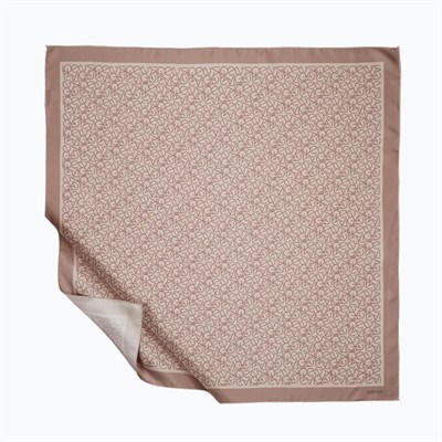 İpekevi Twill İpek Eşarp - Typo Monogram - Vizon