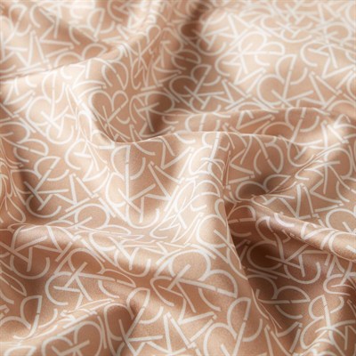 İpekevi Twill İpek Eşarp - Typo Monogram - Koyu Krem
