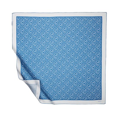 İpekevi Twill İpek Eşarp - Typo Monogram - İndigo