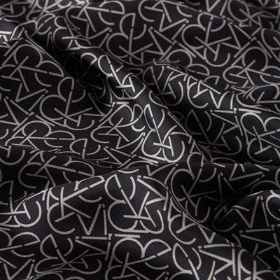 İpekevi Twill İpek Eşarp - Typo Monogram - Siyah Taş