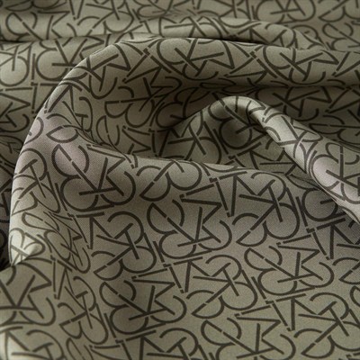 İpekevi Twill İpek Eşarp - Typo Monogram - Haki