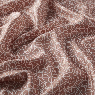 İpekevi Twill İpek Eşarp - Typo Monogram - Terracotta