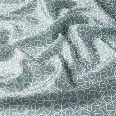 İpekevi Twill İpek Eşarp - Typo Monogram - Su Yeşili
