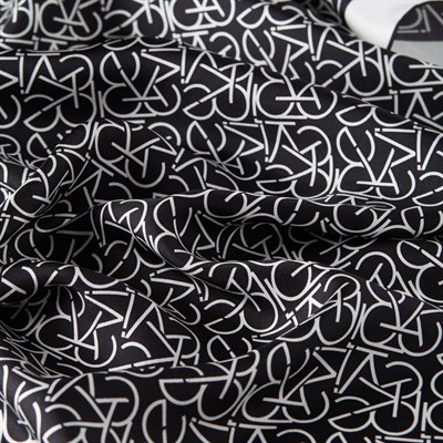 İpekevi Twill İpek Eşarp - Typo Monogram - Siyah Beyaz