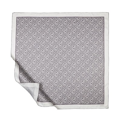 İpekevi Twill İpek Eşarp - Typo Monogram - Füme
