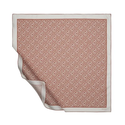İpekevi Twill İpek Eşarp - Typo Monogram - Terracotta