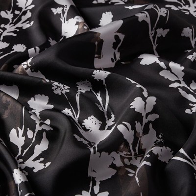 İpekevi Twill İpek Eşarp - Vintage Silhouette - Siyah
