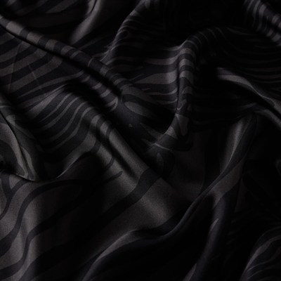 İpekevi Twill İpek Eşarp - Zebra Desenli - Siyah Füme