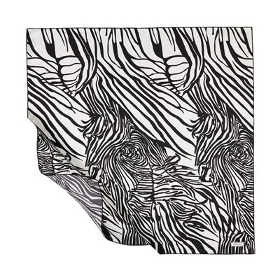 İpekevi Twill İpek Eşarp - Zebra Desenli - Siyah Beyaz