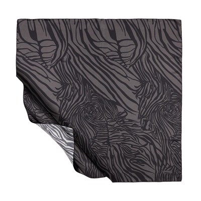 İpekevi Twill İpek Eşarp - Zebra Desenli - Siyah Füme