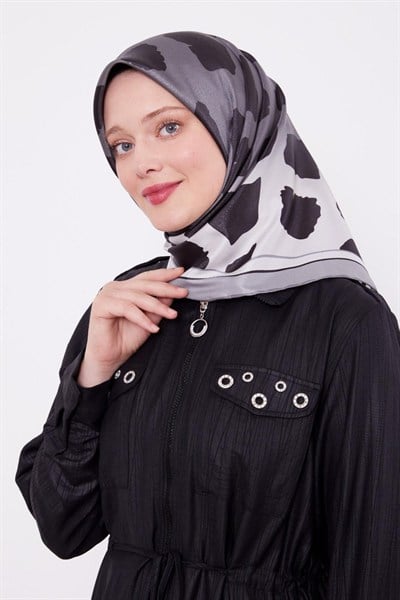 Levidor Kristal Eşarp - 20010 - Leopar Desenli Gri