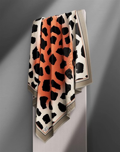 Levidor Kristal Eşarp - 20010 - Leopar Desenli Vizon