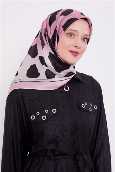 Levidor Kristal Eşarp - 20010 - Leopar Desenli Pembe