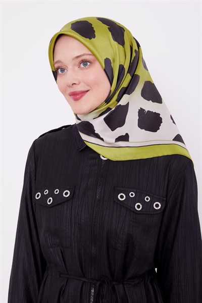 Levidor Kristal Eşarp - 20010 - Leopar Desenli Fıstık