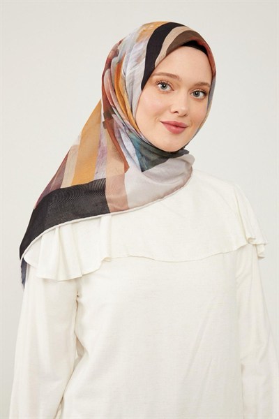 Levidor Soft Pamuk Eşarp - 90041-01 Siyah Bakır