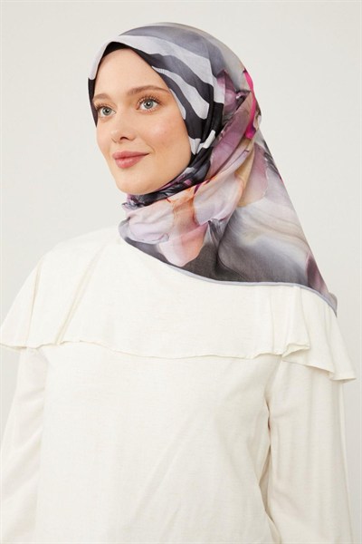 Levidor Soft Pamuk Eşarp - 90051-01 Gri Mor