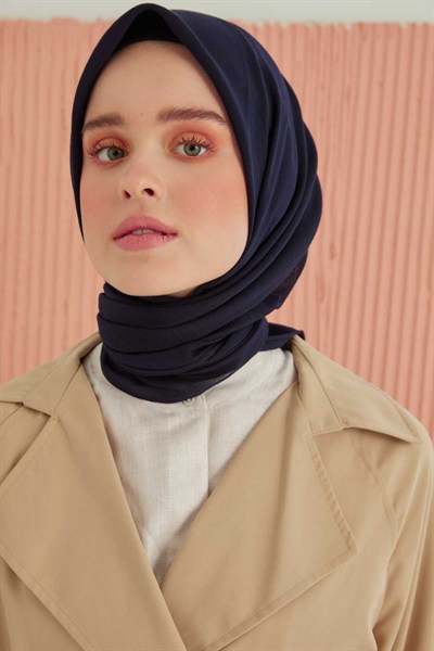 Miray Düz Pamuk Eşarp - Lacivert