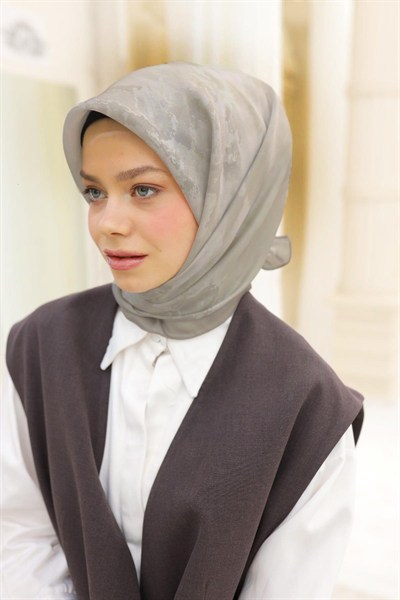 Silk Home Desenli Shiny Eşarp - 8647 - Açık Taş