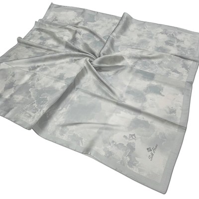 Silk Home Desenli Shiny Eşarp - 8647 - Açık Gümüş