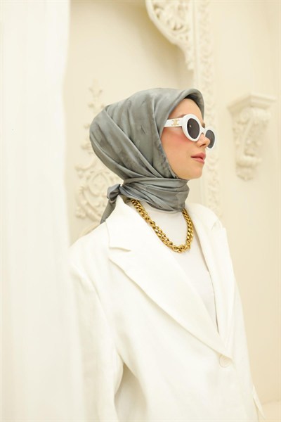 Silk Home Desenli Shiny Eşarp - 8647 - Açık Yeşil