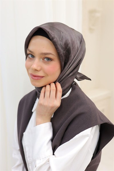 Silk Home Desenli Shiny Eşarp - 8647 - Koyu Kahve