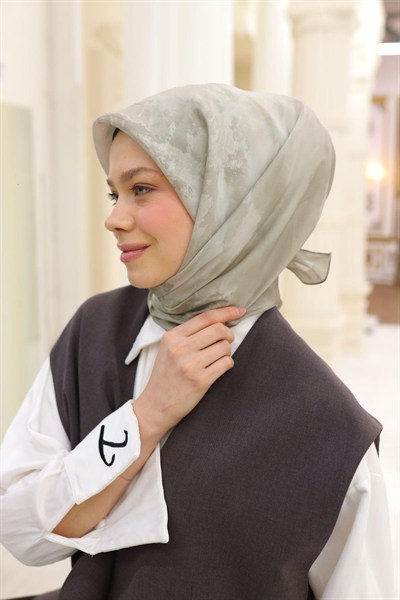 Silk Home Desenli Shiny Eşarp - 8647 - Soft Taş