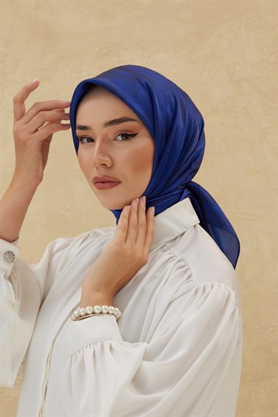 Silk Home Desenli Shiny Eşarp - 8647 - Saks