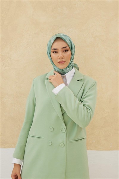 Silk Home Desenli Shiny Eşarp - 8647 - Su Yeşili