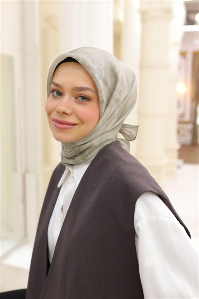 Silk Home Desenli Shiny Eşarp - 8647 - Soft Taş