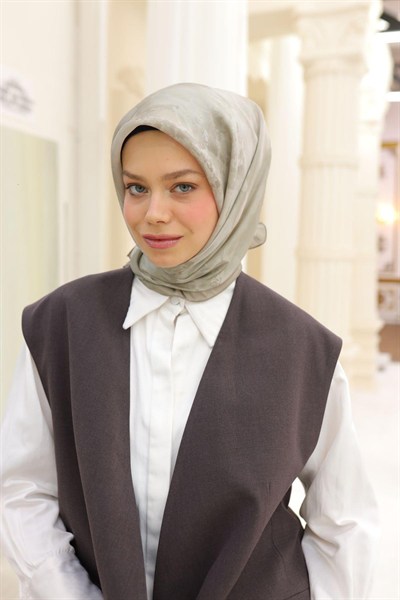 Silk Home Desenli Shiny Eşarp - 8647 - Soft Taş