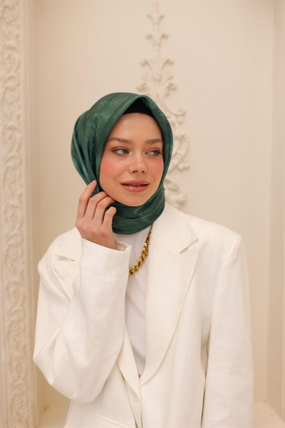 Silk Home Desenli Shiny Eşarp - 8647 - Yeşil