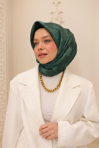 Silk Home Desenli Shiny Eşarp - 8647 - Yeşil